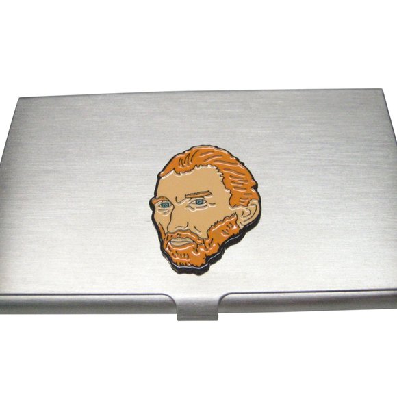 Van Gogh Business Card Holder: Stainless Steel Famous  Vincent Van Gogh Head Business Card Holder